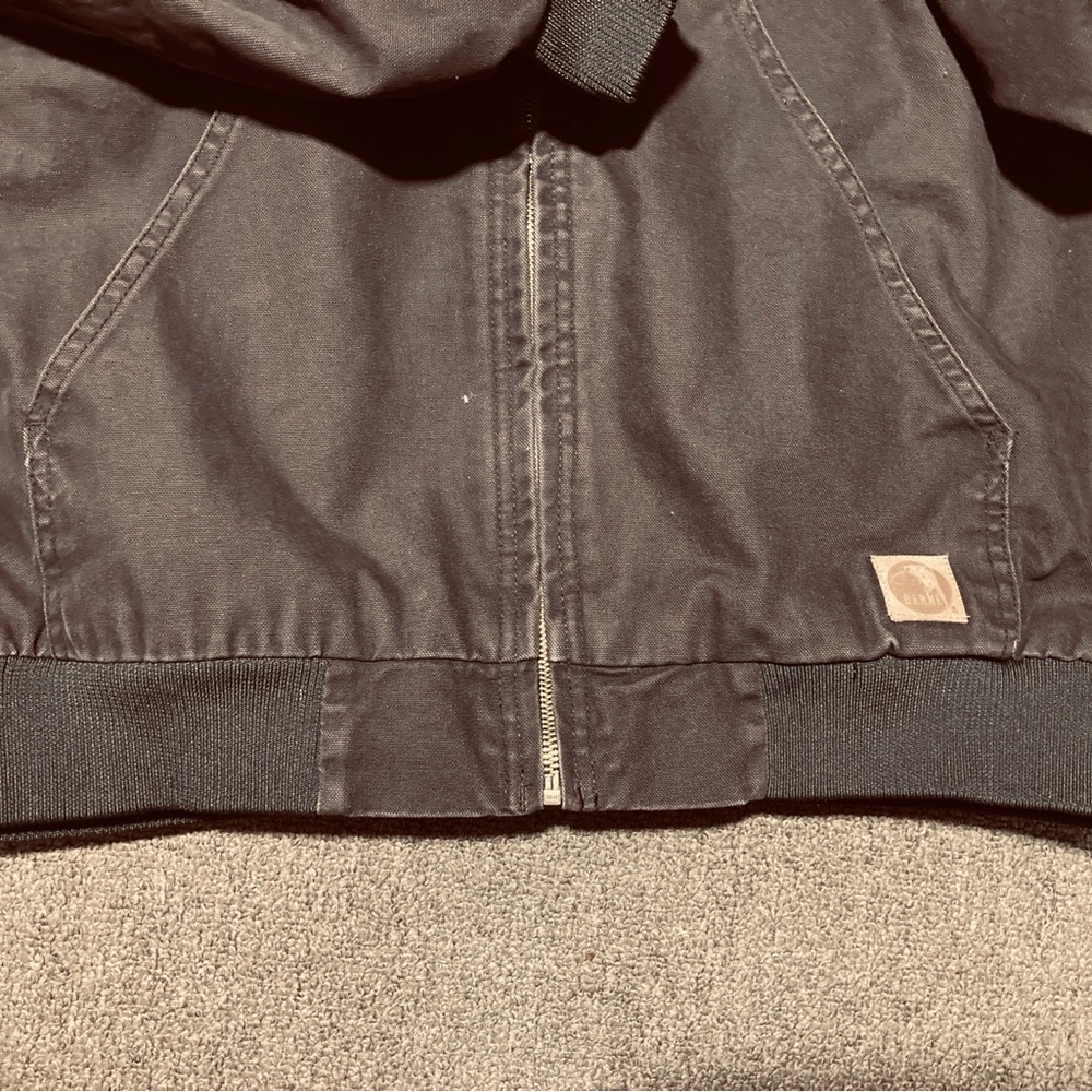 BERNE Heavy Lined 2XLR Brown Hooded Zipped Work Coat with logo - Picture 6 of 7